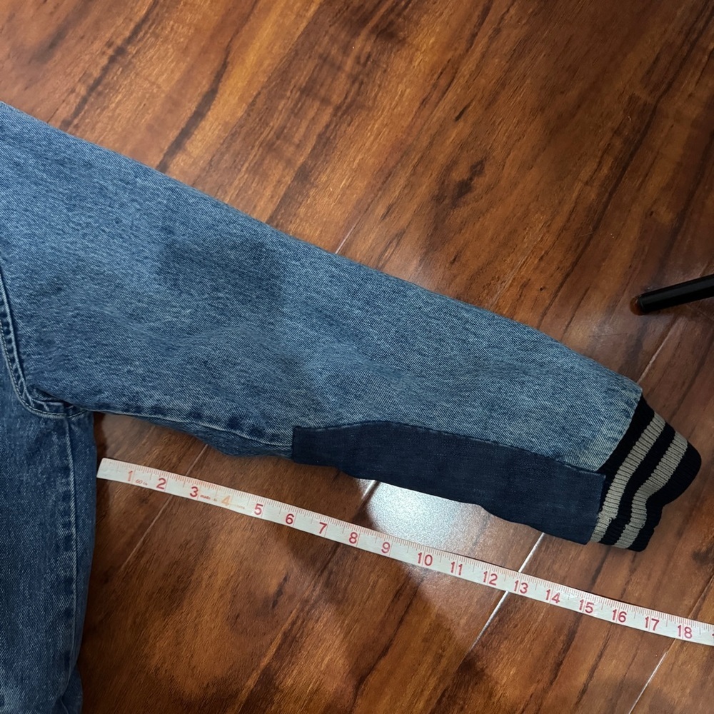 Calvin Klein Denim Varsity Jacket Size Small Vintage Oversized - Picture 8 of 10